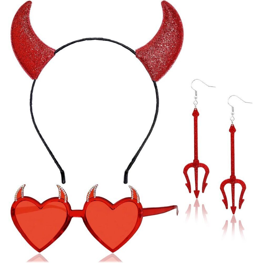 Halloween Devil Horns Costume Set for Women Glitter Horns Accessories